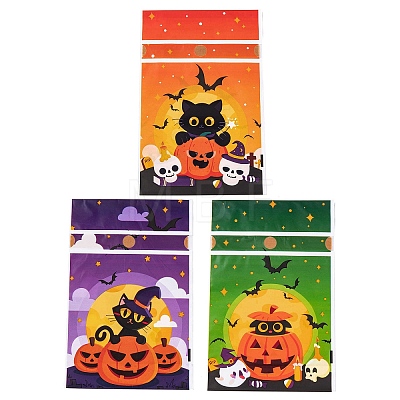 50Pcs Rectangle Halloween Candy Plastic Bags ABAG-U001-01K-1