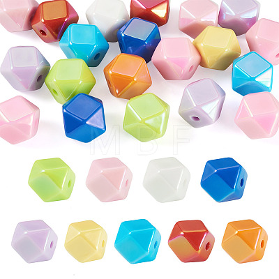 20Pcs UV Plating Opaque Acrylic Beads OACR-TADJ0001-08-1
