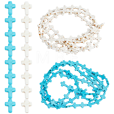 6 Strands 2 Colors Synthetic Turquoise Beads Strands TURQ-DC0001-02-1