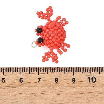 Glass Seed Beaded & Natural Black Onyx Pendants PALLOY-MZ01389-1
