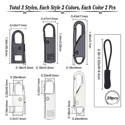 Gorgecraft 7 Style Replacement Zipper Sliders FIND-GF0002-36-1