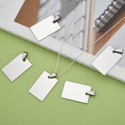 Non-Tarnish 201 Stainless Steel Rectangle Stamping Blank Tag Pendants STAS-S030-01-1