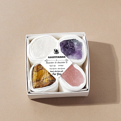 4Pcs 12 Zodiac Signs Series Natural Mixed Gemstone Decorations DJEW-B016-09-1