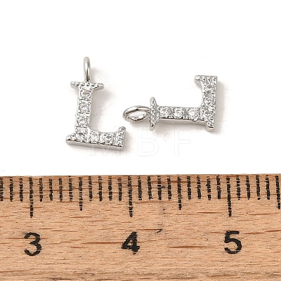 Initial Letter Brass Micro Pave Cubic Zirconia Pendants ZIRC-F008-L-1