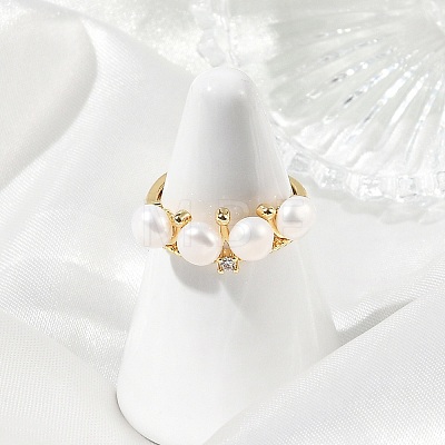 Natural Cultured Freshwater Pearl Finger Rings RJEW-JR01083-1