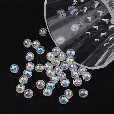 Faceted Eco-Friendly Transparent Acrylic Round Beads TACR-K001-6mm-22-1