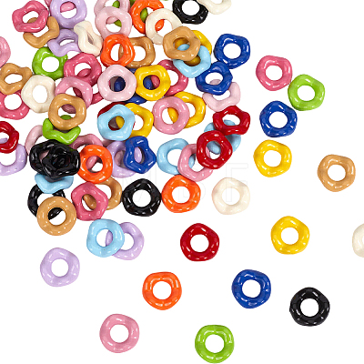 200Pcs 2 Styles Opaque Acrylic European Beads Beads OACR-ME0001-43-1