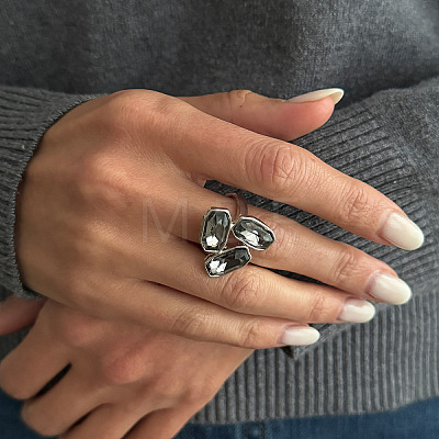 Irregular Alloy & Acrylic Finger Rings WGF25BE-04-1
