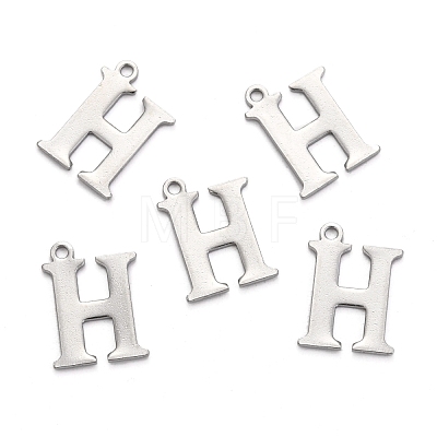304 Stainless Steel Alphabet Charms STAS-H122-H-P-1