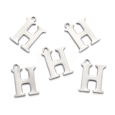 Tarnish Resistant 304 Stainless Steel Alphabet Charms STAS-H122-H-P-1