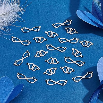 20Pcs 2 Styles 201 Stainless Steel Connector Charms FIND-HY0001-18-1