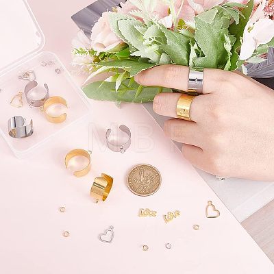 Unicraftale DIY Love Charm Cuff Ring Making Kit STAS-UN0039-60-1