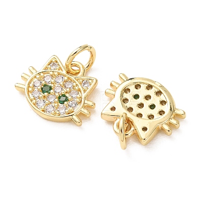 Brass Micro Pave Green Cubic Zirconia Charms CU-E003-18G-10-1