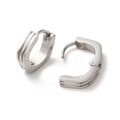 304 Stainless Steel Grooved Polygon Hoop Earrings EJEW-P255-09P-1