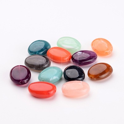 Mixed Acrylic Gemstone Beads Oval Beads X-PGB277Y-1