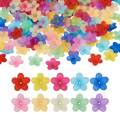 Yilisi 200Pcs 10 Colors Frosted Acrylic Bead Caps MACR-YS0001-02-1