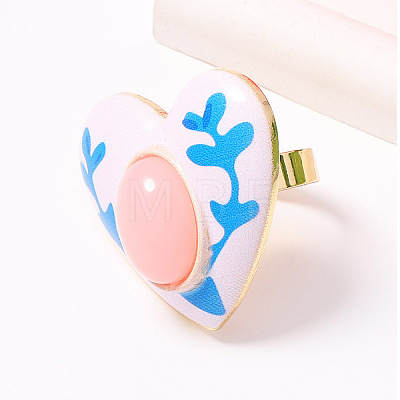 Adjustable Alloy Enamel & Resin Cuff Finger Rings WG30AE2-01-1