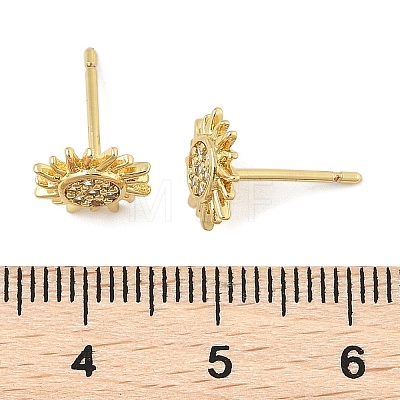 Brass Micro Pave Clear Cubic Zirconia Stud Earrings EJEW-R016-26G-08-1