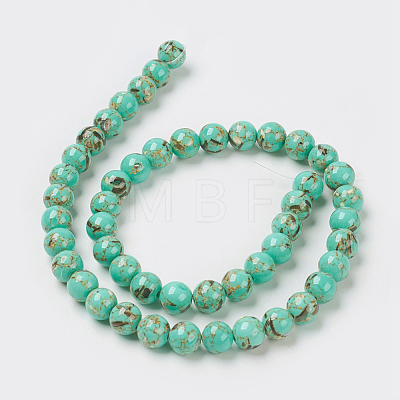 Sea Shell and Synthetic Turquoise Assembled Beads Strands X-G-G758-07-6mm-1