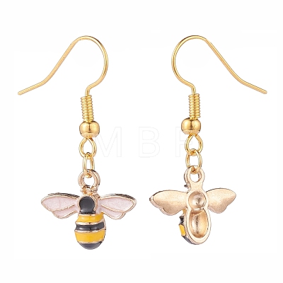 Bee Theme Enamel Dangle Earrings EJEW-JE04808-1