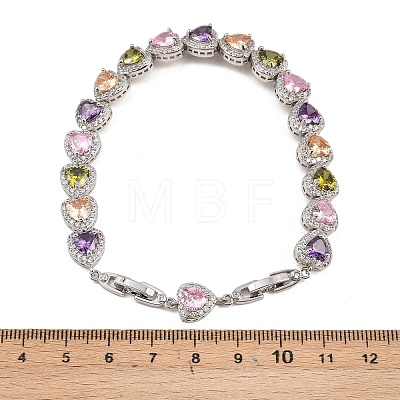 Platinum Tone Brass Micro Pave Cubic Zirconia Tennis Bracelets BJEW-B160-03P-03-1