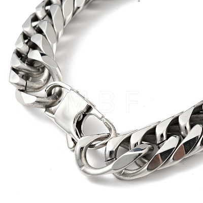 201 Stainless Steel Cuban Link Chains Bracelet for Men Women BJEW-H550-07D-P-1