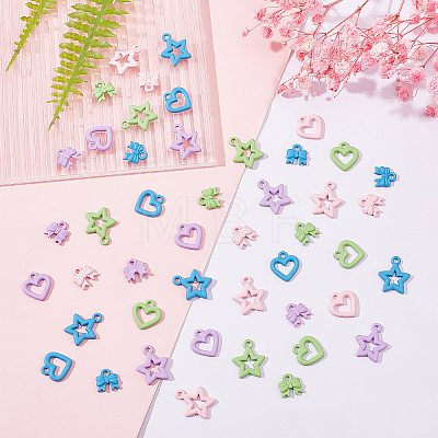   48Pcs 12 Style Spray Painted Alloy Pendants FIND-PH0002-39-1
