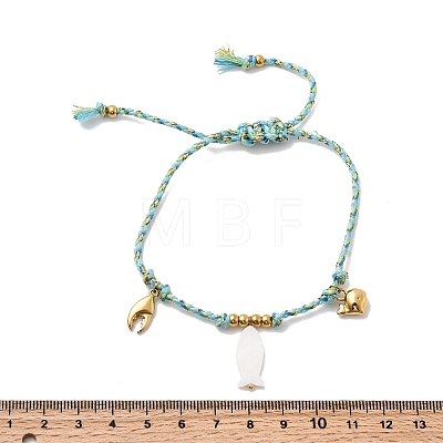 Fish & Carb & Whale 304 Stainless Steel Bracelets BJEW-K237-18G-1