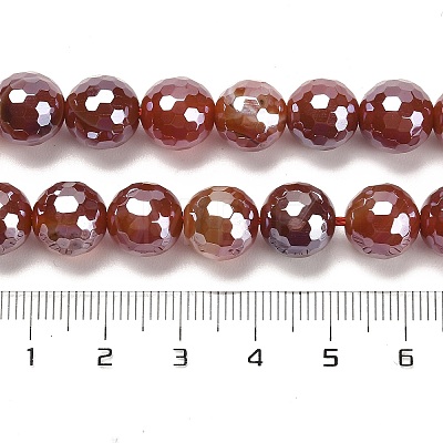 Electroplated Natural Agate Round Beads Strands G-L598-A01-03C-1