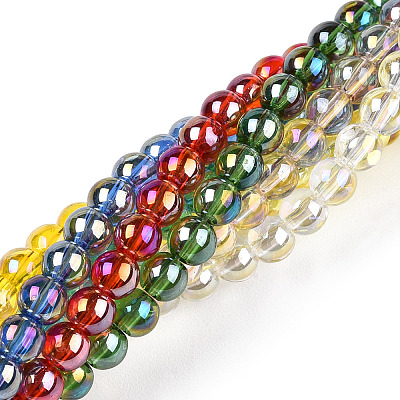 Electroplate Transparent Glass Beads Strands GLAA-T032-T8mm-AB-1