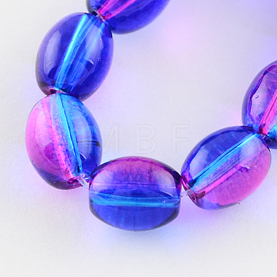 Spray Painted Transparent Glass Bead Strands DGLA-Q010-B-06-1