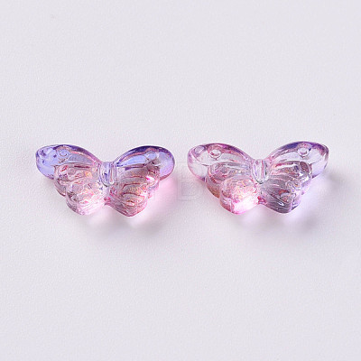 Two Tone Transparent Spray Painted Glass Beads GLAA-S190-018E-01-1