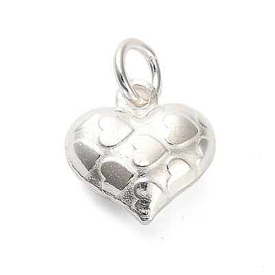 925 Sterling Silver 3D Textured Heart Charms STER-U009-10S-02-1