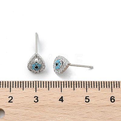 Brass Micro Pave Clear Cubic Zirconia Stud Earrings EJEW-A128-02P-1