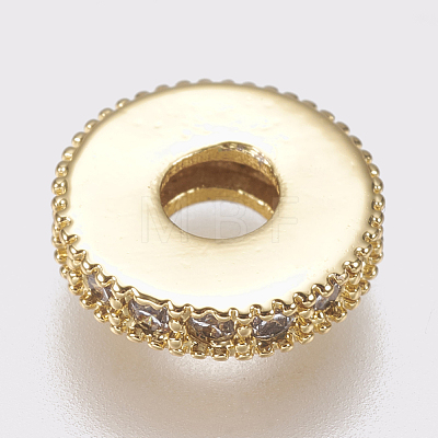 Brass Micro Pave Cubic Zirconia Bead Spacers ZIRC-K074-11A-01G-1