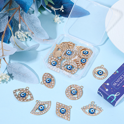 20Pcs 10 Styles Alloy Crystal Rhinestone Pendants ALRI-SC0001-64-1