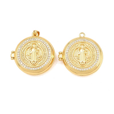 Religion Brass Locket Pendants KK-D232-19G-02-1