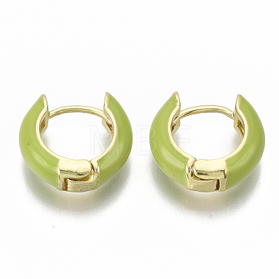 Brass Huggie Hoop Earrings EJEW-S209-01C-1
