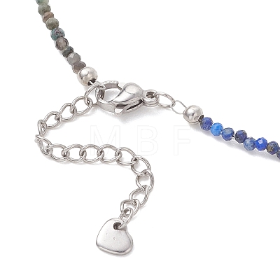 2MM Natural & Synthetic Mixed Gemstone Gradient Color Faceted Round Beaded Necklaces for Women NJEW-JN05865-03-1