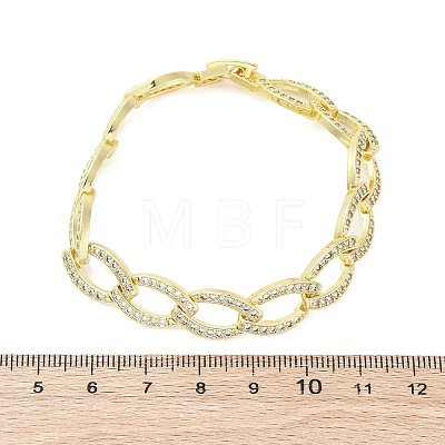 Brass Micro Pave Clear Cubic Zirconia Curb Chain Bracelets for Women BJEW-A034-04A-G-1