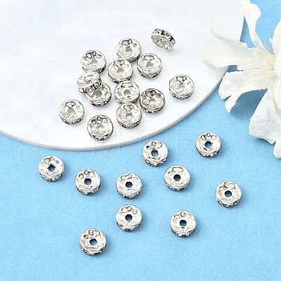 Brass Rhinestone Spacer Beads X-RSB038-B01-1