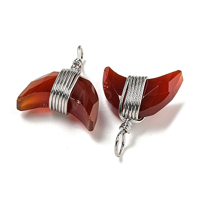 Natural Carnelian(Dyed & Heated) Copper Wire Wrapped Pendants G-B079-01P-04-1