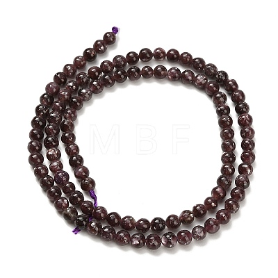 Natural Lepidolite/Purple Mica Stone Beads Strands G-H335-B03-4mm-A-1
