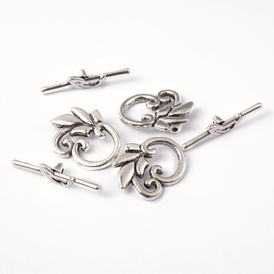   Leaf Tibetan Silver Toggle Clasps TIBE-PH0026-07AS-RS-1