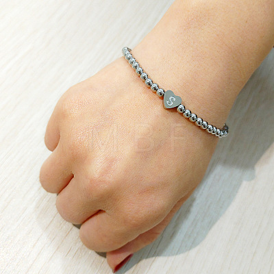 304 Stainless Steel Beads Stretch Bracelets for Women FS-WGC4F34-19-1