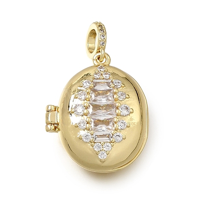 Brass Micro Pave Clear Cubic Zirconia Diffuser Locket Pendants KK-A303-28C-G-1