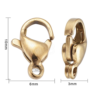 Ion Plating(IP) 304 Stainless Steel Lobster Claw Clasps STAS-H353-B-02G-1