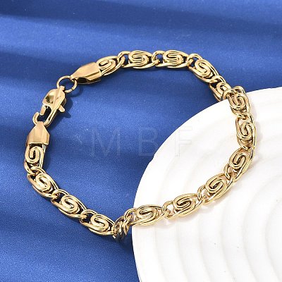 304 Stainless Steel Swirl Link Bracelets for Women BJEW-K240-11G-1