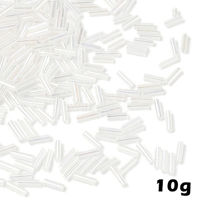 10G Transparent Colours Rainbow Glass Bugle Beads GLAA-YW0004-56C-1