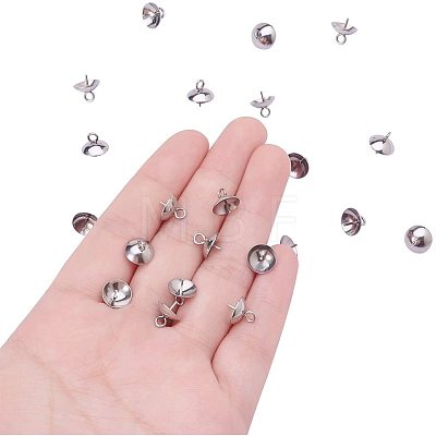 304 Stainless Steel Cup Pearl Peg Bails Pin Pendants STAS-PH0010-32P-1